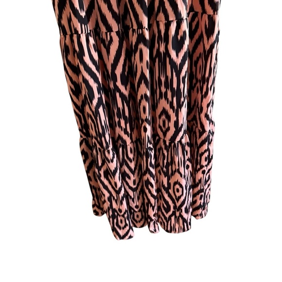 English Factory Womens XS Ikat Maxi Dress Orange Black Tiered Ruffle Sleeve - Picture 5 of 15